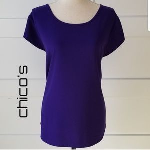 Chico's cap sleeve high-low stretch top, Sz 3